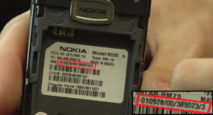 Image of a Nokia 6030 phone IMEI number